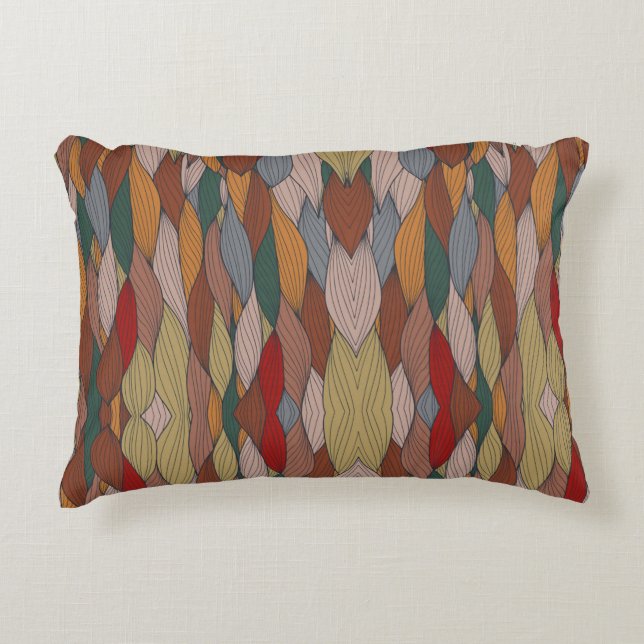 Coussins Décoratifs Motif unique Wavy avec rose orange Brown vert (Devant)