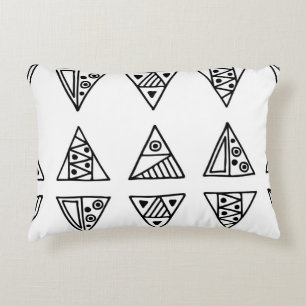 Coussins Décoratifs Motif vintage sans couture. Géométri noir et blanc