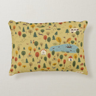 Coussins Décoratifs motif vintage sans soudure du paysage forestier d'