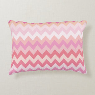 Coussins Décoratifs motif zigzag coloré rayé rose pastel doux
