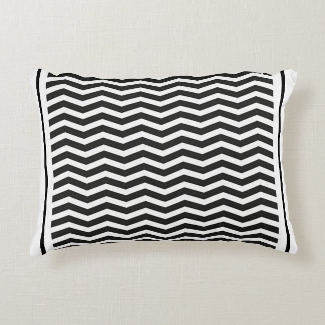 Coussins Décoratifs Motif Zigzag noir et blanc (Devant)