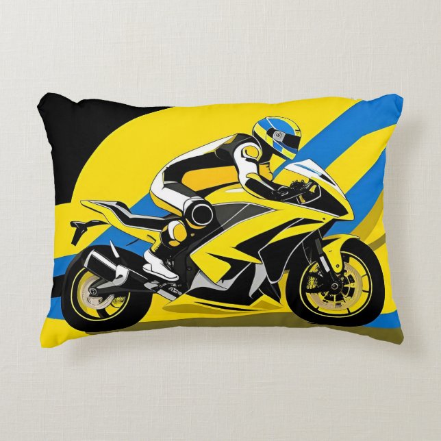 Coussins Décoratifs Motocyclette de course et cavalier (Devant)