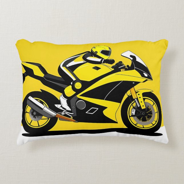 Coussins Décoratifs Motocyclette de course et cavalier (Devant)