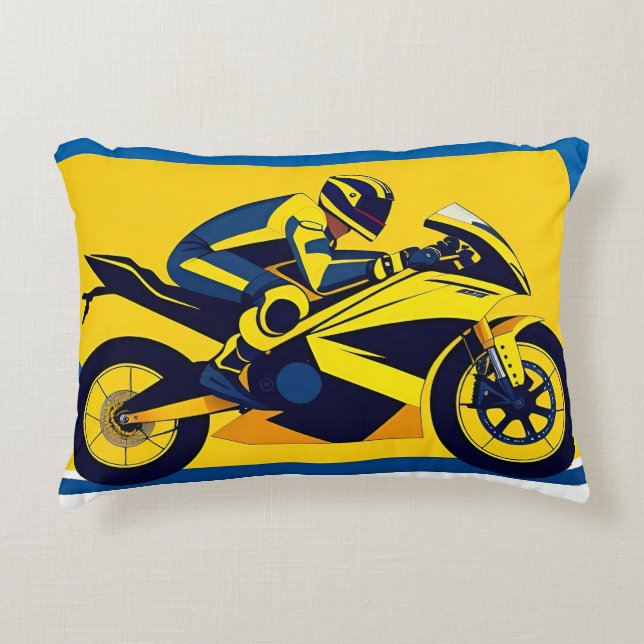 Coussins Décoratifs Motocyclette de course et cavalier (Devant)