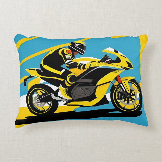 Coussins Décoratifs Motocyclette de course et cavalier (Devant)