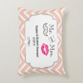 Coussins Décoratifs Moustache & Lèvres M. & Mme Peach Chevron Mariage (Devant(Vertical))