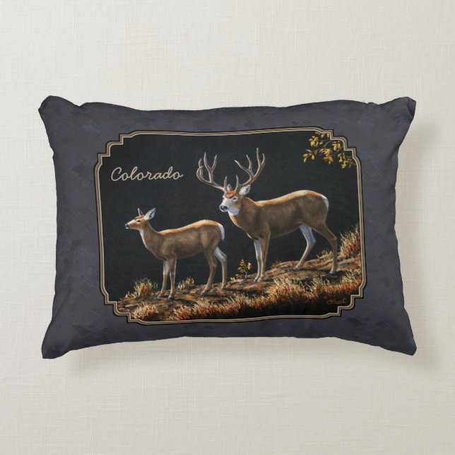 Coussins Décoratifs Mule Deer Buck et Doe Grey Custom (Devant)