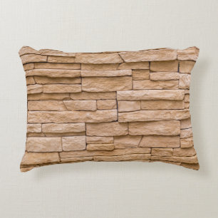 Coussins Décoratifs Mur en brique beige : texture rapprochée.