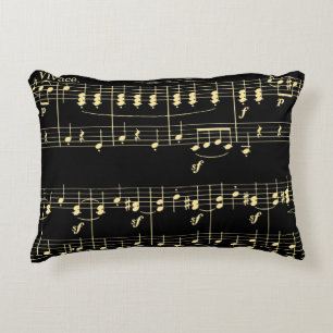 Coussins Décoratifs Musique d'or en noir