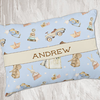 Coussins Décoratifs Name Watercolor Vintage Toys Pattern Blue