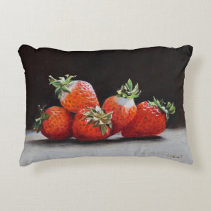 Coussins Décoratifs Nature morte réaliste aux fraises, peinture à l'hu