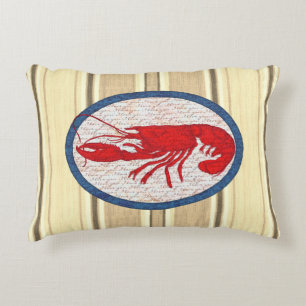 Coussins Décoratifs Nautique bleu blanc rouge vintage de homard