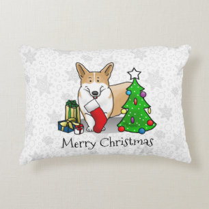 Coussins Décoratifs Noël 2 Pembroke Welsh Corgi (rouge 1) Tree Cute
