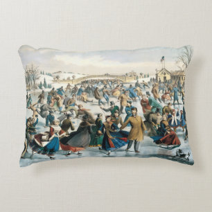 Coussins Décoratifs Noël victorien Central Park Currier & Ives