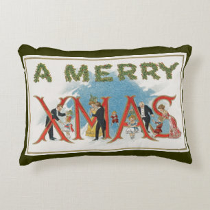 Coussins Décoratifs Noël victorien vintage, une fête de Noël joyeuse