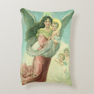 Coussins Décoratifs Noël vintage, ange victorien avec l'enfant Jésus