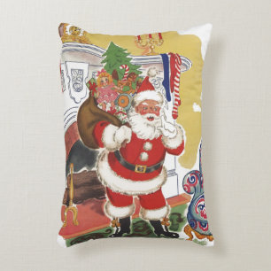 Coussins Décoratifs Noël vintage, Jolly Père Noël avec des présents