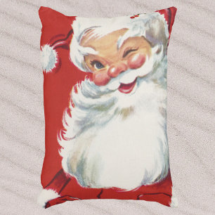 Coussins Décoratifs Noël vintage, joyeux Père Noël clignant de l'œil