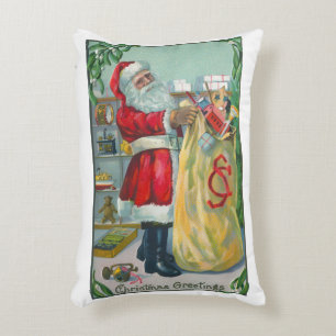 Coussins Décoratifs Noël vintage, Père Noël victorien avec des jouets