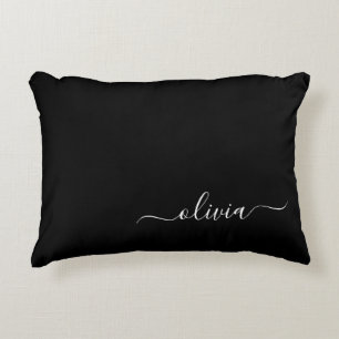 Coussins Décoratifs Noir Blanc Moderne Minimaliste Élégant Monogramme