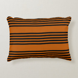 Coussins Décoratifs Noir et brûlé orange cinq bandes motif