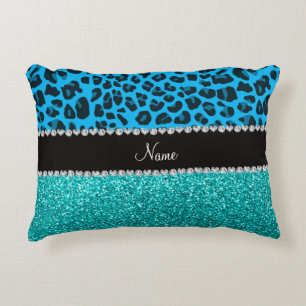 Coussins Décoratifs Nom ciel bleu léopard turquoise parties scintillan