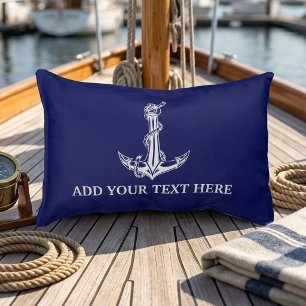 Coussins Décoratifs Nom de bateau à corde d'ancre nautique vintage