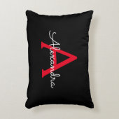 Coussins Décoratifs Nom du monogramme rouge noir de la fille (Devant(Vertical))