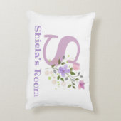 Coussins Décoratifs Nom et Initiale sur un Design Floral. Joli (Dos(Vertical))