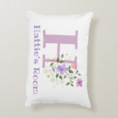 Coussins Décoratifs Nom et Initiale sur un Design Floral. Joli (Dos(Vertical))