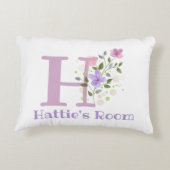 Coussins Décoratifs Nom et Initiale sur un Design Floral. Joli (Dos)