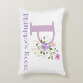 Coussins Décoratifs Nom et Initiale sur un Design Floral. Joli (Devant(Vertical))