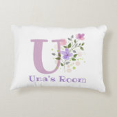 Coussins Décoratifs Nom et Initiale sur un Design Floral. Joli (Dos)