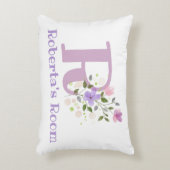 Coussins Décoratifs Nom et Initiale sur un Design Floral. Joli (Devant(Vertical))