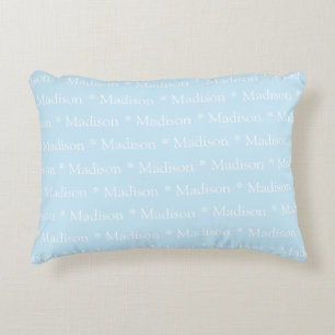 Coussins Décoratifs Nom personnalisable bleu clair blanc double face