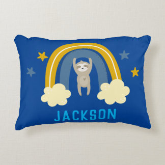 Coussins Décoratifs Nom personnalisé de la Slobow Rainbow Navy Blue