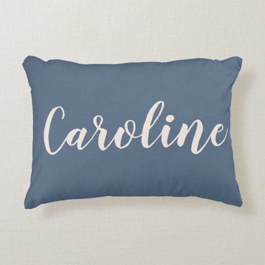 Coussins Décoratifs Nom personnalisé écriture minimaliste bleu poussié (Devant)