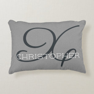 Coussins Décoratifs Nom personnalisé initial X Noir Blanc Gris