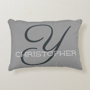 Coussins Décoratifs Nom personnalisé initial Y Noir Blanc Gris