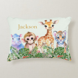 Coussins Décoratifs Nom personnalisé Tropical Jungle Bébé animaux
