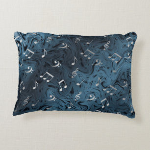 Coussins Décoratifs notes de musique argentée élégantes en bleu