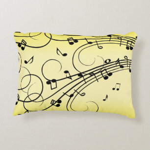 Coussins Décoratifs Notes de musique fantaisie jaune