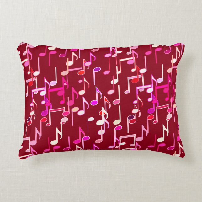 Coussins Décoratifs Notes de musique imprimées - bordeaux, multicolore (Devant)
