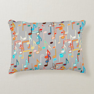 Coussins Décoratifs Notes de musique imprimées - Gris Moyen, Multicolo