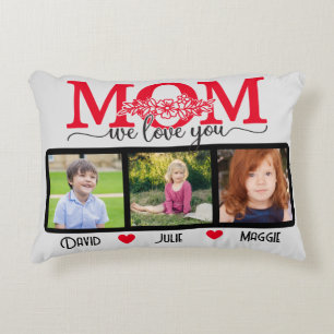 Coussins Décoratifs Nous vous aimons Maman trois photo collage personn