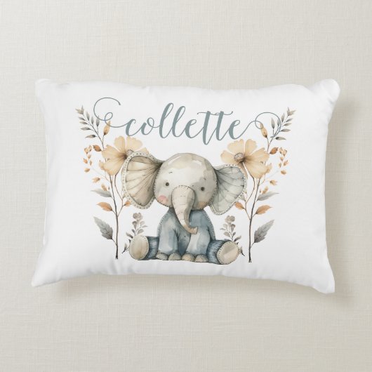 Coussins Décoratifs Nursery Eléphant pour bébé personnalisé (Dos)