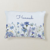 Coussins Décoratifs Nursery Fleur de la Sauvage à l'Aquarelle Bleue Mo (Dos)