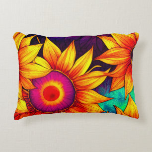 Coussins Décoratifs Œuvre d'art élégante et colorée de tournesol Fleur