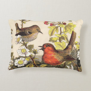 Coussins Décoratifs Oiseaux chanteurs Robin printanier vintage Botaniq