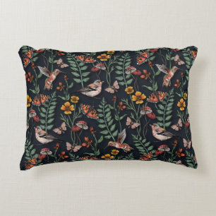 Coussins Décoratifs Oiseaux du jardin foncé et papillons